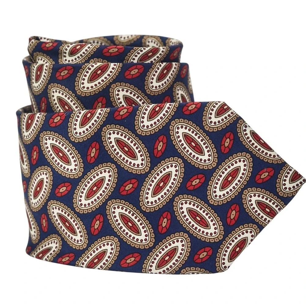JOS. A.‎ BANK Executive Collection Silk Necktie Designer Navy Ovals Handmade